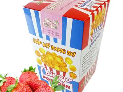 Bắp Mỹ Rang Bơ Chicago Popcorn (Xốt Dâu Tươi) - Hộp 50g