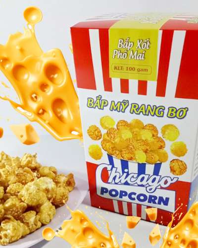 Bắp Mỹ Rang Bơ Chicago Popcorn (Xốt Phô Mai) - Hộp 100g